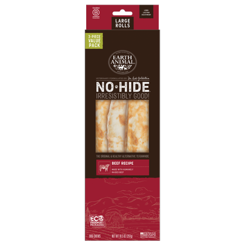 Earth Animal No-Hide Rolls Beef Recipe Large Dog Chews