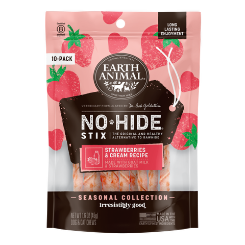 Earth Animal No-Hide Seasonal Stix Strawberries & Cream Recipe Dog & Cat Chews