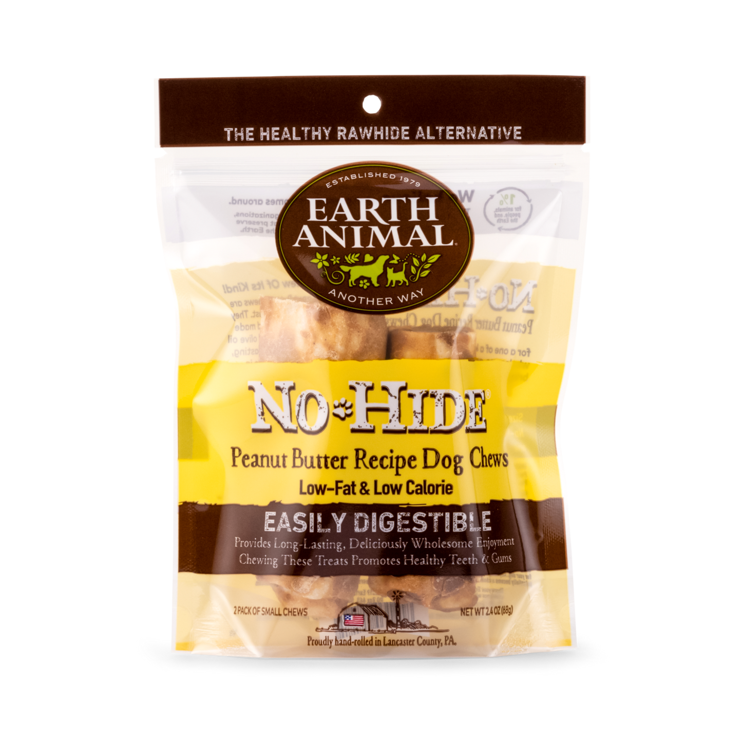 Earth Animal No-Hide Rolls Peanut Butter Recipe Small Dog Chews