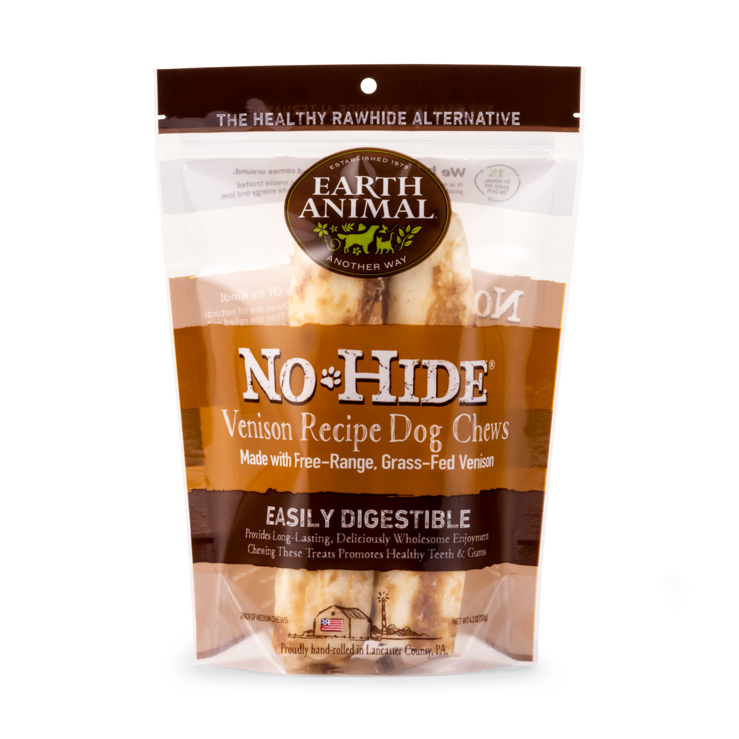 Earth Animal No-Hide Rolls Venison Recipe Medium Dog Chews