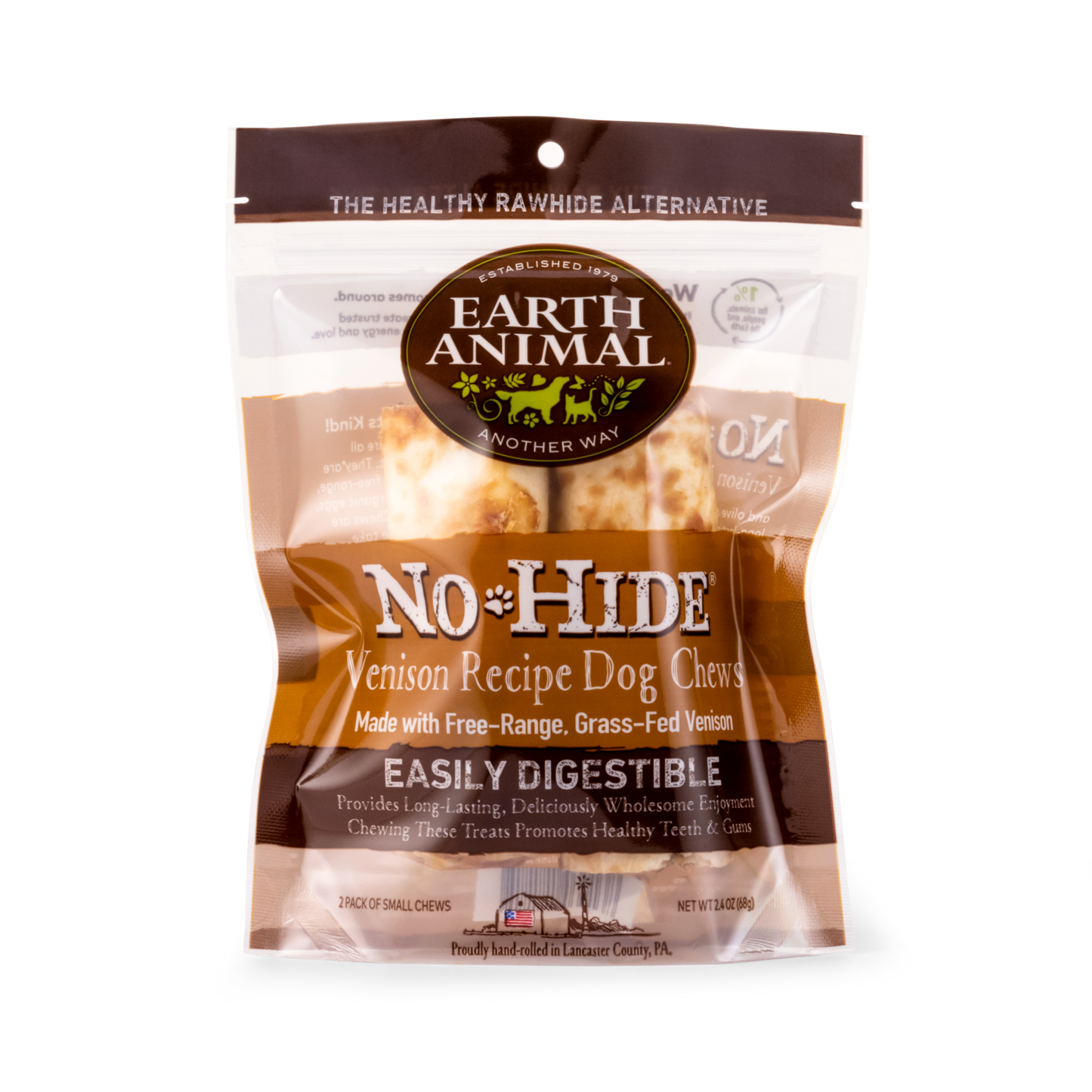 Earth Animal No-Hide Rolls Venison Recipe Small Dog Chews