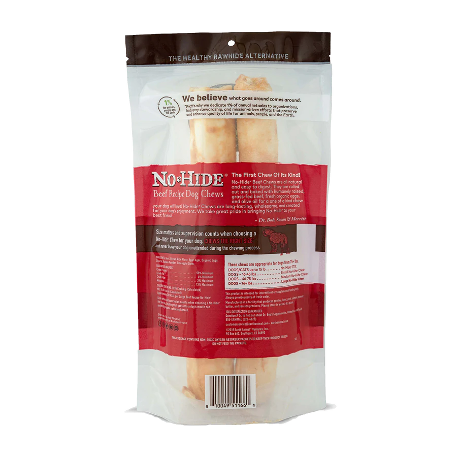 Earth Animal No-Hide Rolls Beef Recipe Large Dog Chews