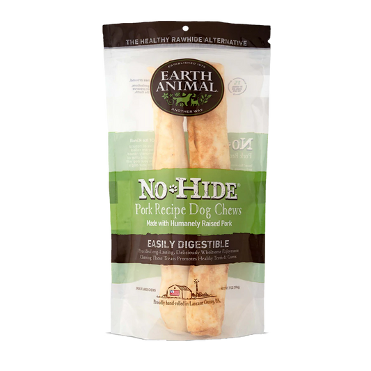 Earth Animal No-Hide Rolls Pork Recipe Large Dog Chews
