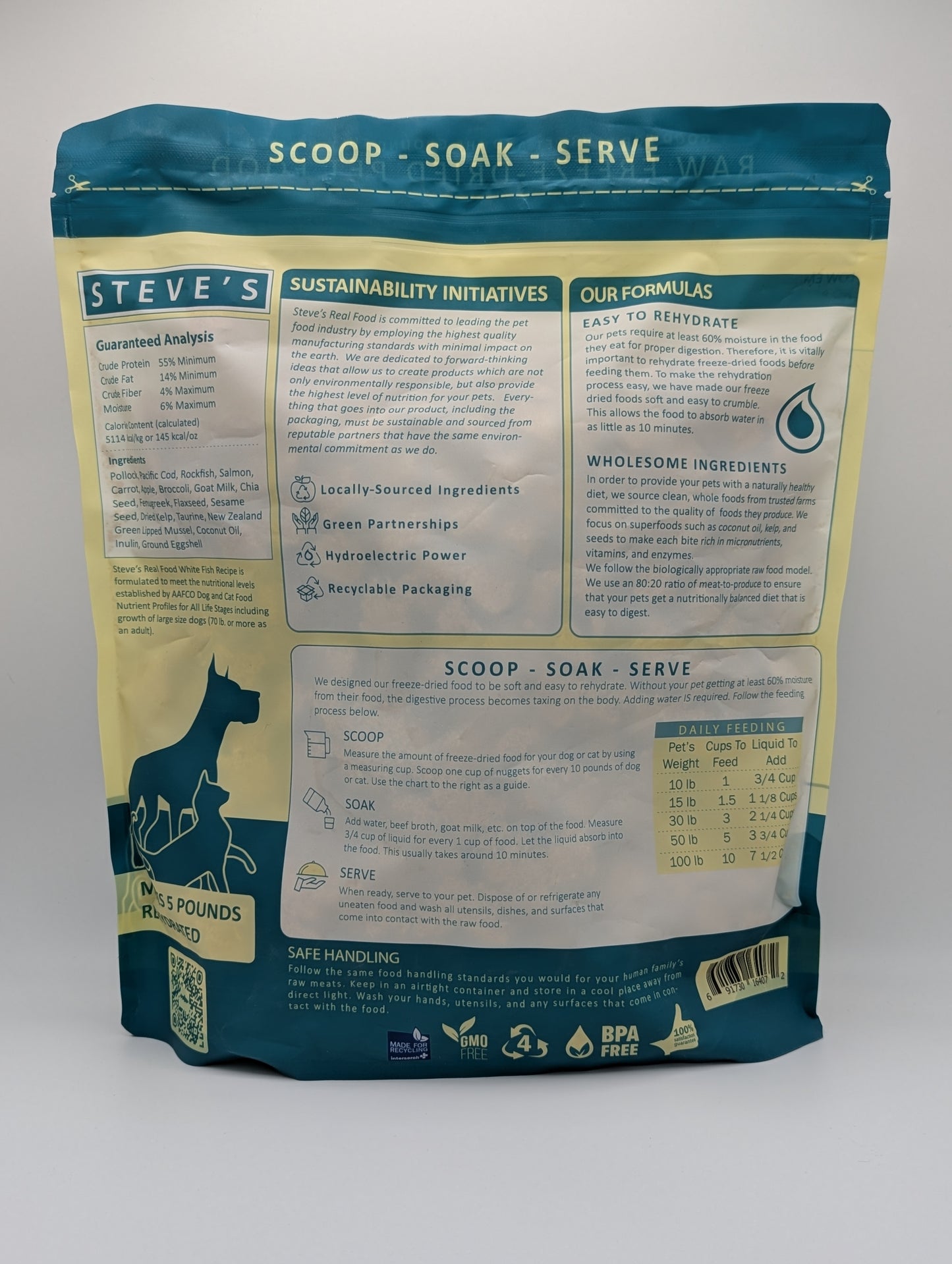 Steve's FREEZE-DRIED WHITE FISH Nuggets Dog & Cat 20 oz