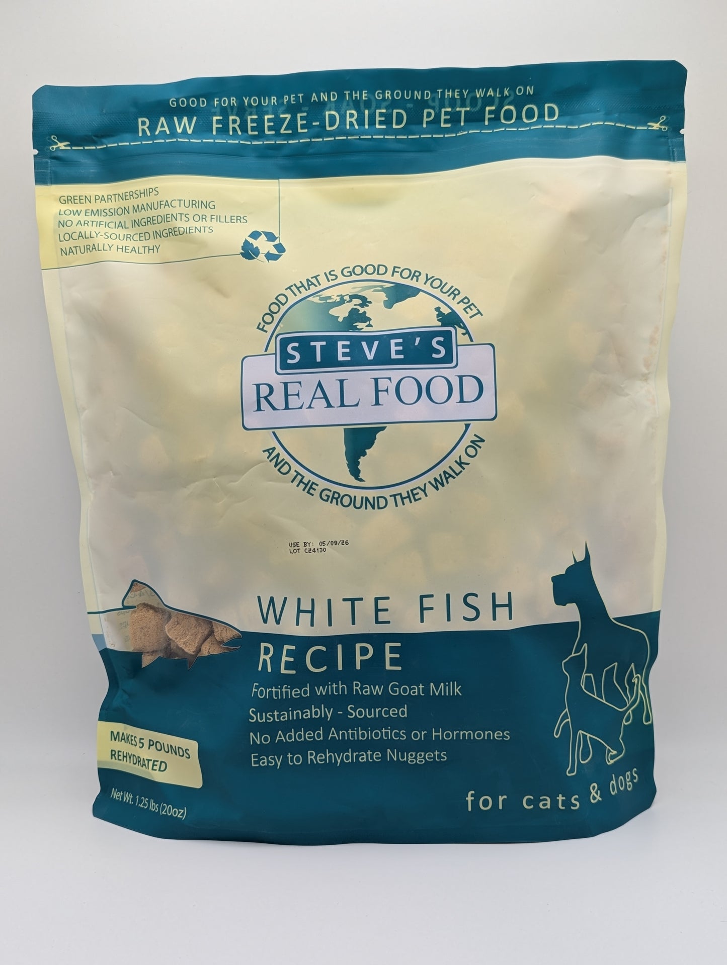 Steve's FREEZE-DRIED WHITE FISH Nuggets Dog & Cat 20 oz