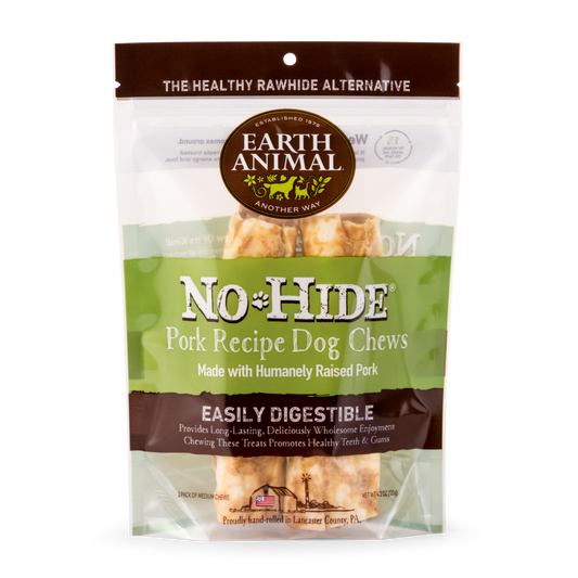Earth Animal No-Hide Rolls Pork Recipe Medium Dog Chews