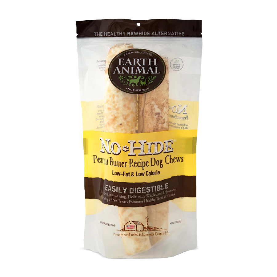 Earth Animal No-Hide Rolls Peanut Butter Recipe Large Dog Chews