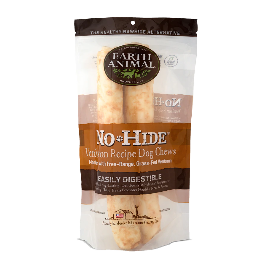 Earth Animal No-Hide Rolls Venison Recipe Large Dog Chews