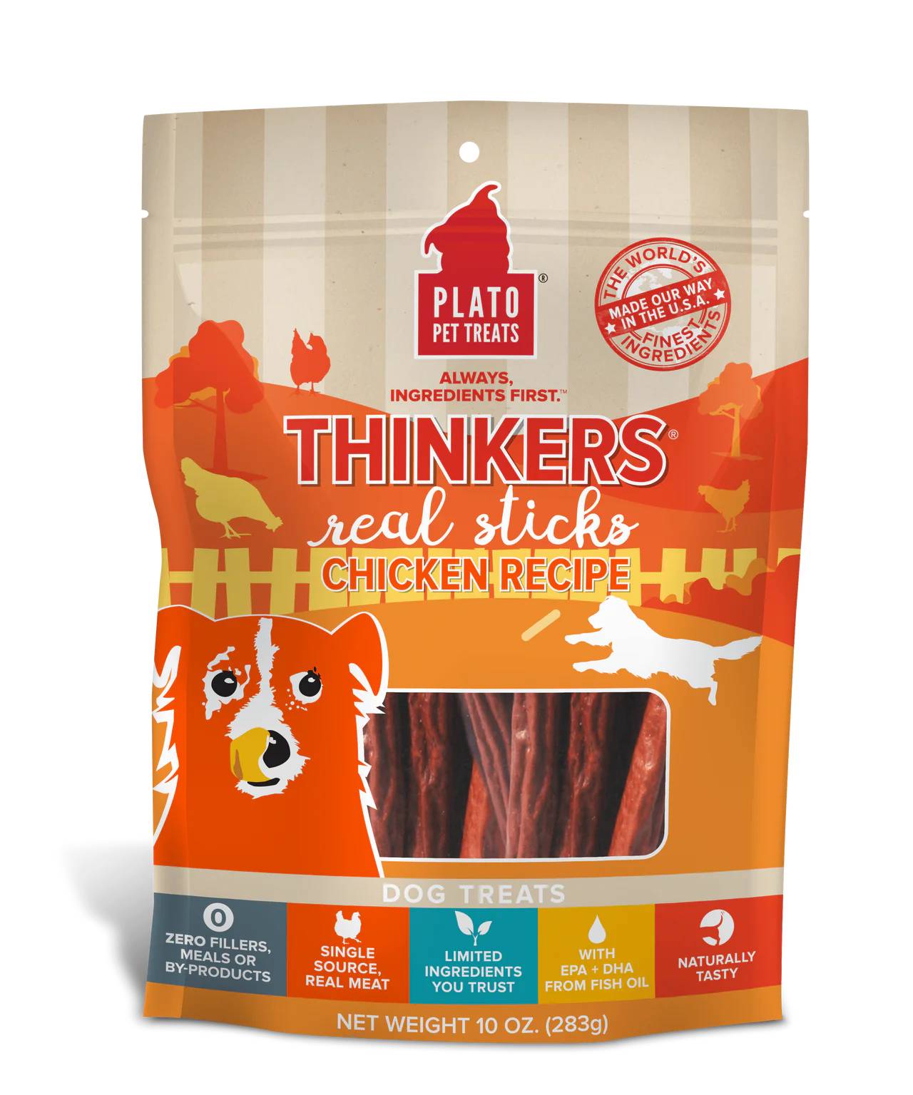 Plato Thinkers Chicken Meat Stick Dog Treats