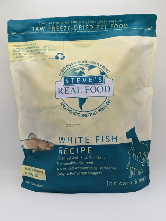 Steve's FREEZE-DRIED WHITE FISH Nuggets Dog & Cat 20 oz