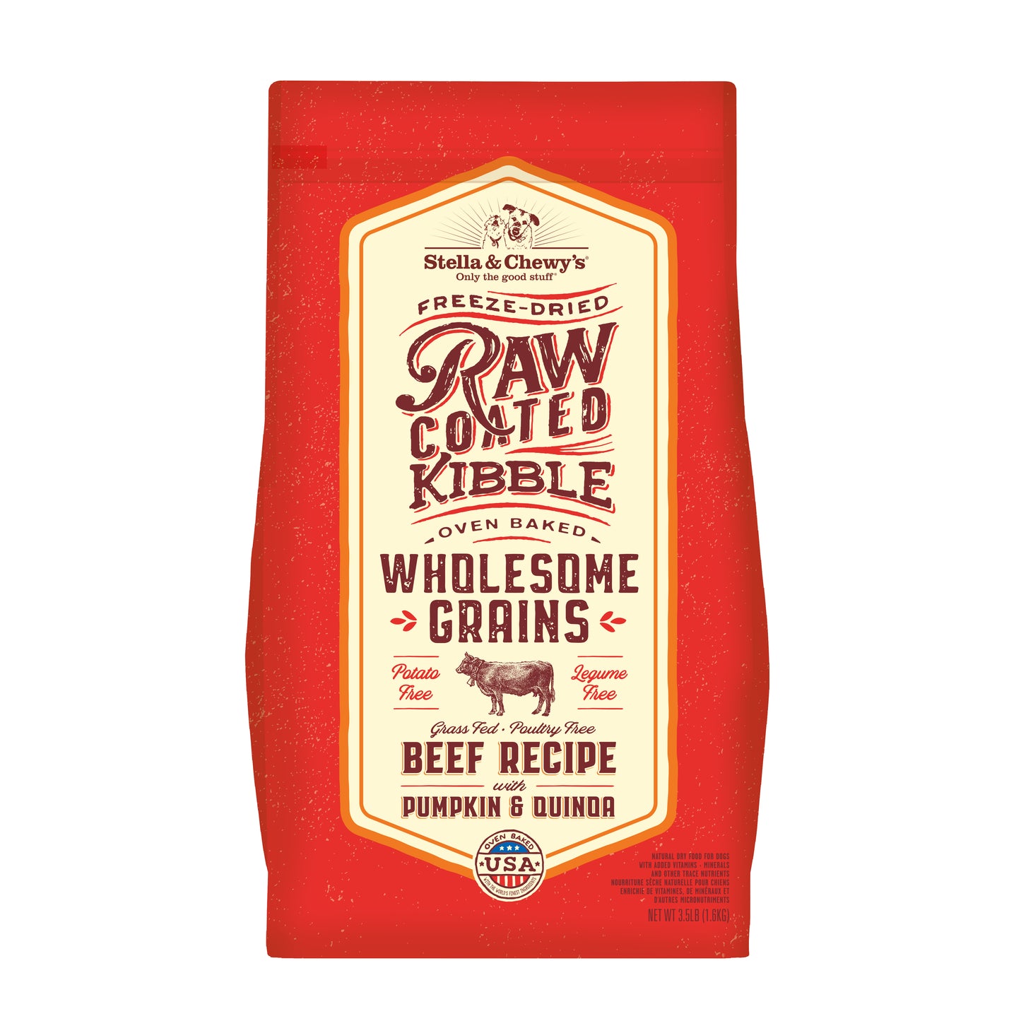 Stella & Chewy's Raw Coated Kibble Wholesome Grains Beef Recipe Dry Dog Food
